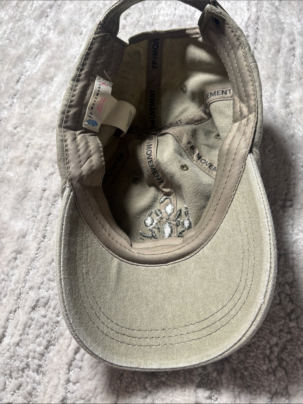 Free People Olive Green Embroidered Floral Baseball Cap - Picture 2 of 3